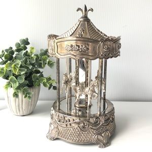 Vintage Silver Horse Carousel Musical